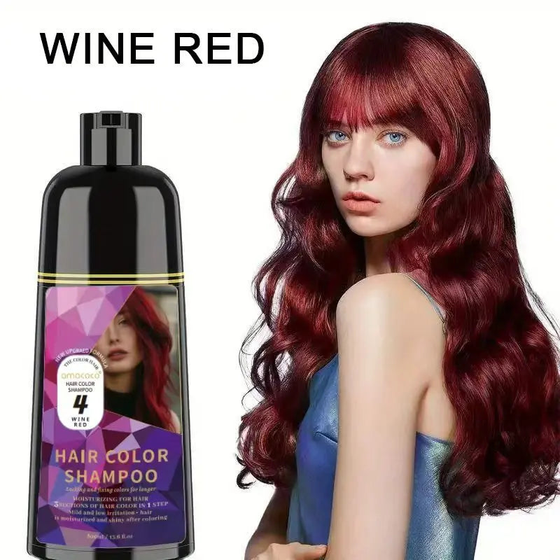 Amococo Hair Color Shampoo – 3-in-1 Quick Hair Dye with Plant Extracts, Fruity Aroma, Long-Lasting Color 500ml