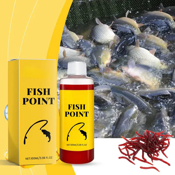 FISH POINT Concentrated Fish Attractant Liquid – 100ml Red Worm Bait Additive, Fast-Acting, Safe for Freshwater Fish Sea Fish & Crustacean