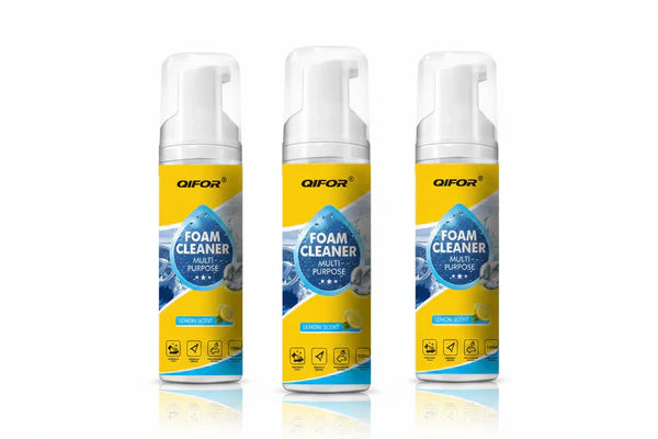 QIFOR Multi-Purpose Foam Cleaner – Heavy-Duty Grease & Stain Remover, Fresh Lemon Scent, Safe on Marble Car Bathroom Aluminum