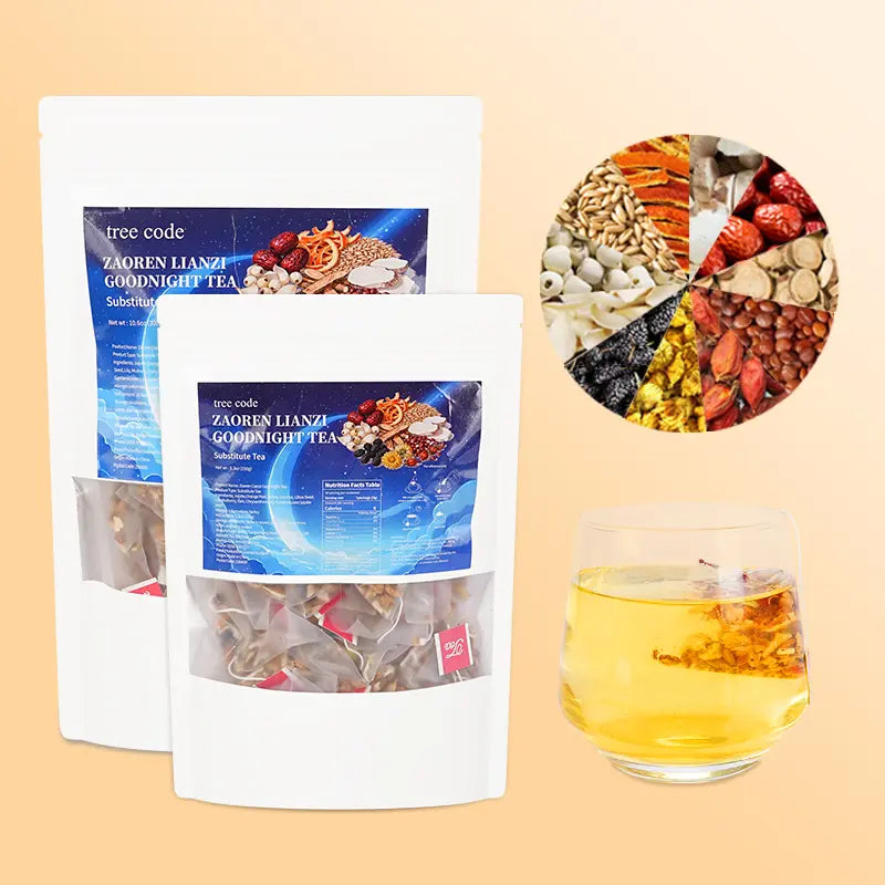 Treecode Zaoren Lianzi Goodnight Tea – Melatonin-Free Deep Sleep Herbal Tea, 11 Natural Herbs, Caffeine-Free (30/60 Ct)
