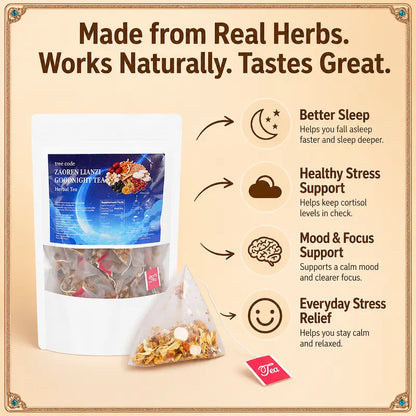 Treecode Zaoren Lianzi Goodnight Tea – Melatonin-Free Deep Sleep Herbal Tea, 11 Natural Herbs, Caffeine-Free (30/60 Ct)
