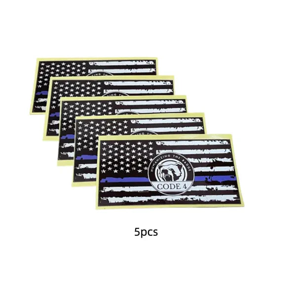 CODE 4 Thin Blue Line Flag Sticker – 9×5 Inch Weatherproof Vinyl Decal, Back the Blue Police Support, Car Laptop Helmet, Made in USA