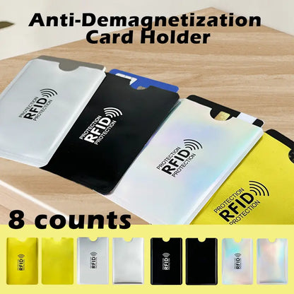 RFID Blocking Card Sleeves – 8-Pack, Anti-Demagnetization & Anti-Skimming, Tinfoil Material, Slim Lightweight, Fits Credit Cards ID & Bank Cards