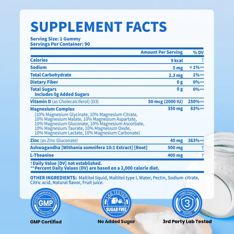 VEV DeepCalm 14-in-1 Magnesium Complex Gummies – Glycinate, D3, Ashwagandha, L-Theanine & Zinc, 90 Count, Sugar-Free, Vegan