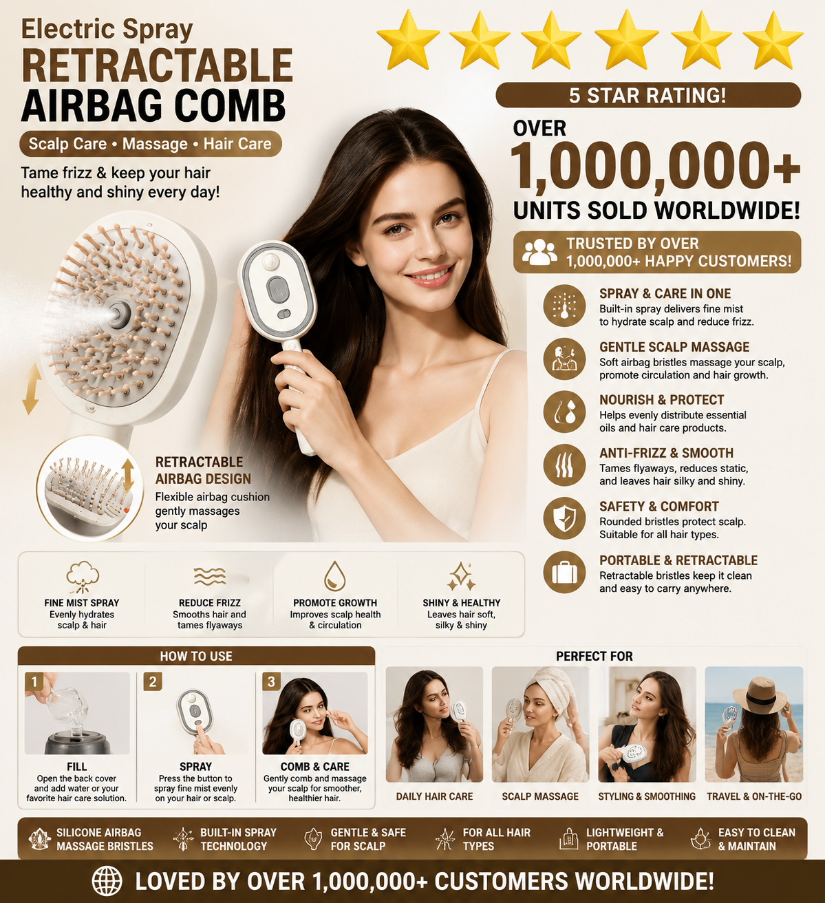 Cloudmades Electric Spray Air Cushion Massage Comb