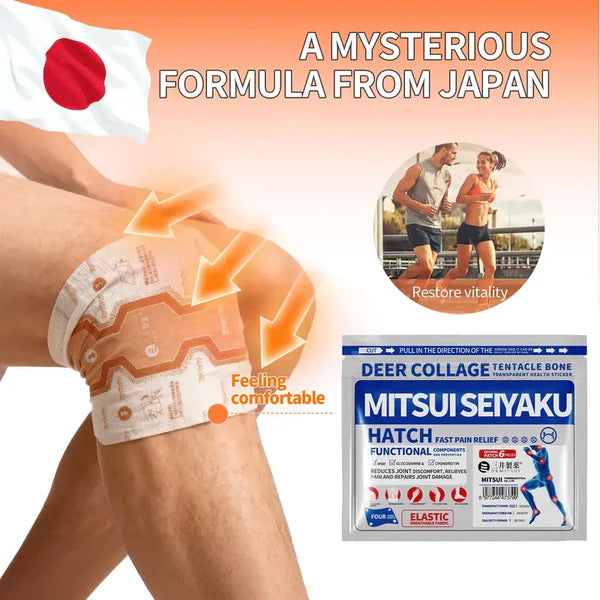 MITSUI SEIYAKU Joint Pain Relief Patches – 6 Patches/Bag, Deer Collagen & Tentacle Bone, Far Infrared Thermal, Natural Plant Extracts, Made in Japan
