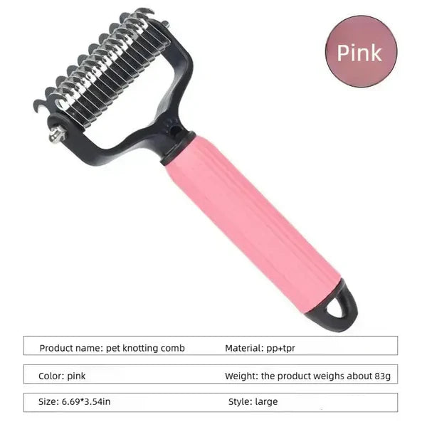 Pet Detangling Comb – Double-Sided Stainless Steel Spring Teeth, Dematting Grooming Tool for Dogs Cats Rabbits, Long & Short Hair
