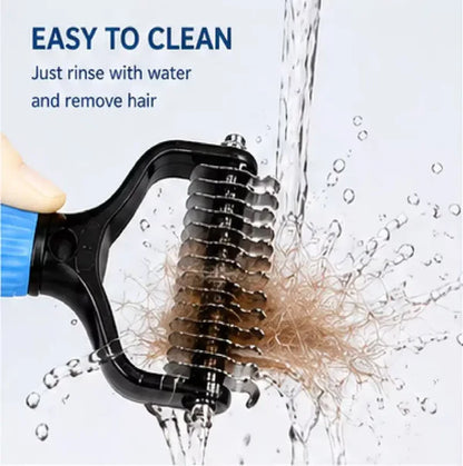 Pet Detangling Comb – Double-Sided Stainless Steel Spring Teeth, Dematting Grooming Tool for Dogs Cats Rabbits, Long & Short Hair