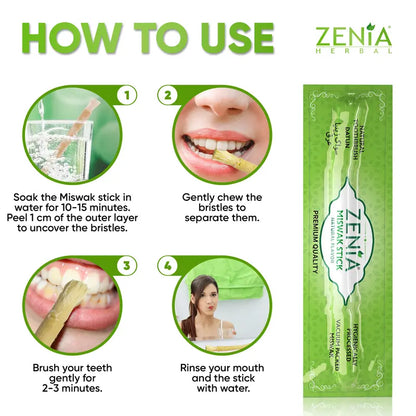 Zenia Miswak Natural Toothbrush Stick – 100% Pure Sewak Datun, Whitens Teeth, Freshens Breath & Boosts Oral Health