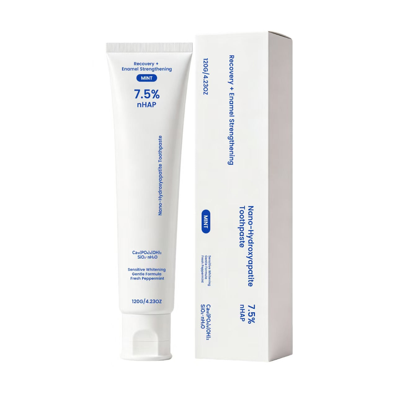 Nano-Hydroxyapatite Toothpaste tube and box - 7.5% nHAP