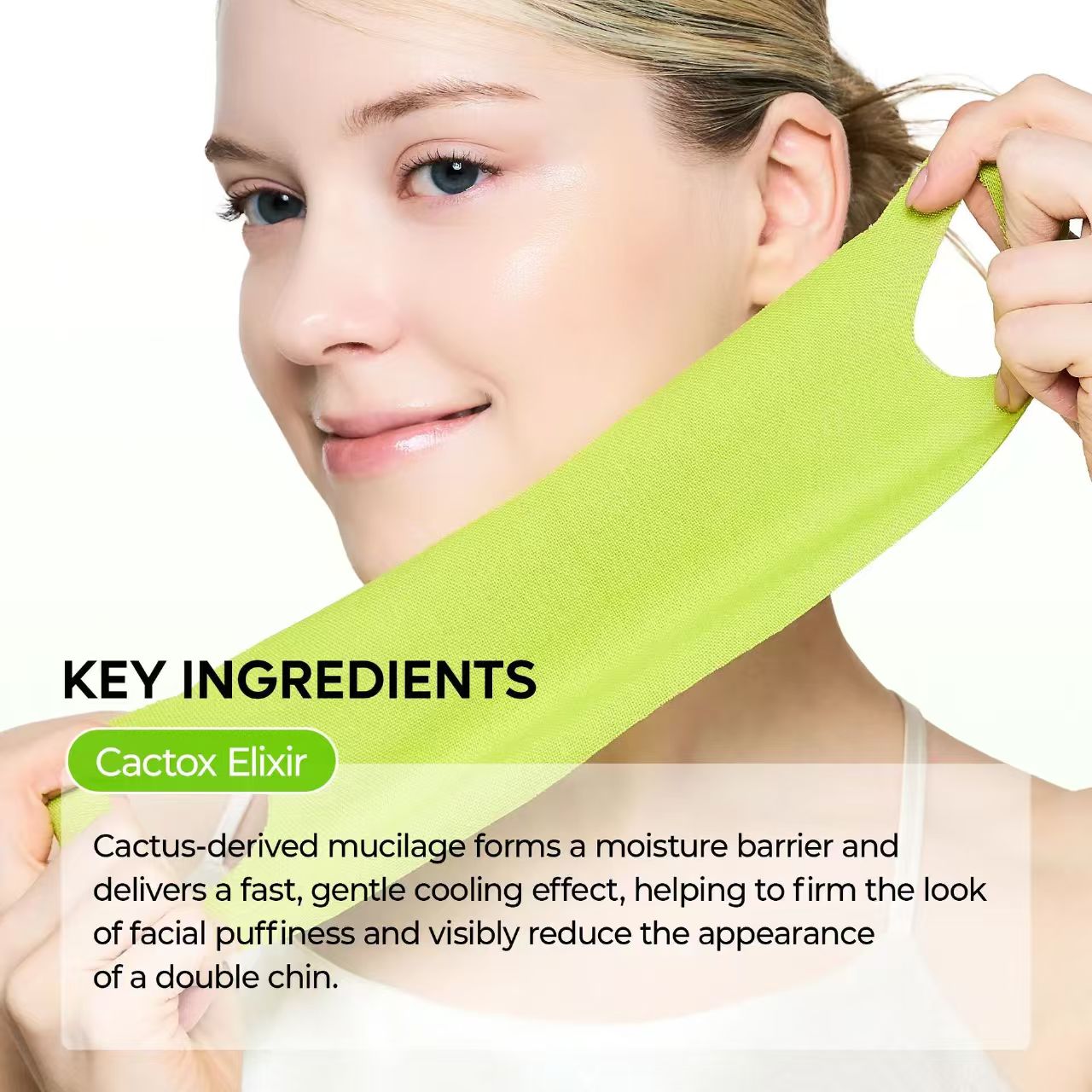 V-shape lifting mask showing ear hook and high-elastic lifting fabric design
