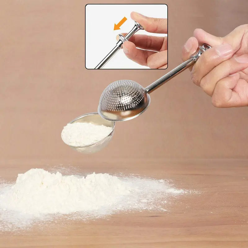 Stainless Steel Flour Duster for Baking – Long-Handled Flour Sifter & Powdered Sugar Shaker