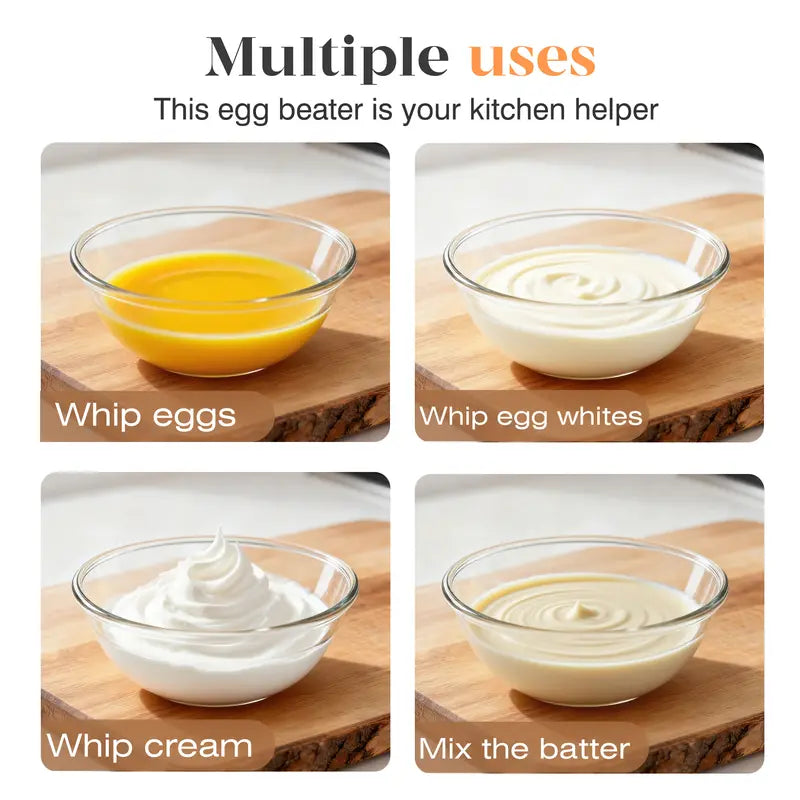 TOCOLES Semi-Automatic Stainless Steel Whisk – Hand-Push Rotary Egg Beater, Food-Grade Rust-Resistant, Riveted Construction, Easy to Clean, for Eggs Coffee & Cream