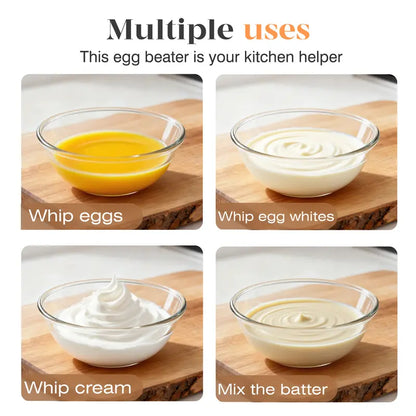 TOCOLES Semi-Automatic Stainless Steel Whisk – Hand-Push Rotary Egg Beater, Food-Grade Rust-Resistant, Riveted Construction, Easy to Clean, for Eggs Coffee & Cream