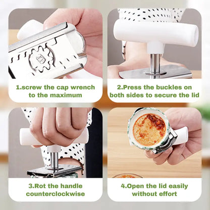 2PCS Stainless Steel Jar Opener – Adjustable, Smooth Edge, Ergonomic Handle, Easy Open Mason Jars & Cans, White + Green