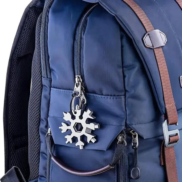 18-in-1 Snowflake Multi-Tool – Stainless Steel Portable Wrench Screwdriver & Bottle Opener, 2.3oz, Keychain Carabiner, Perfect Survival Gadget & Gift