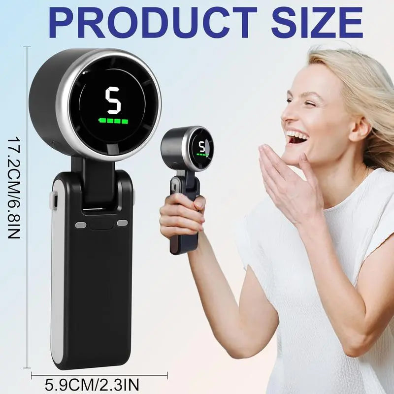 Portable Handheld Turbo Fan — 5-Speed, 4000mAh, 10H Battery Life, 3-in-1