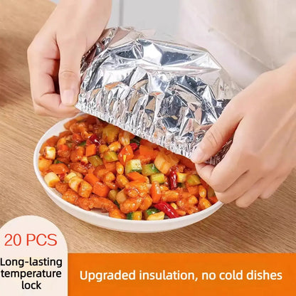 Aluminum Foil Food Insulation Cover – Heat-Retaining Dish Lid for Home Dining Table, 20 PCS (7.87” / 20cm)