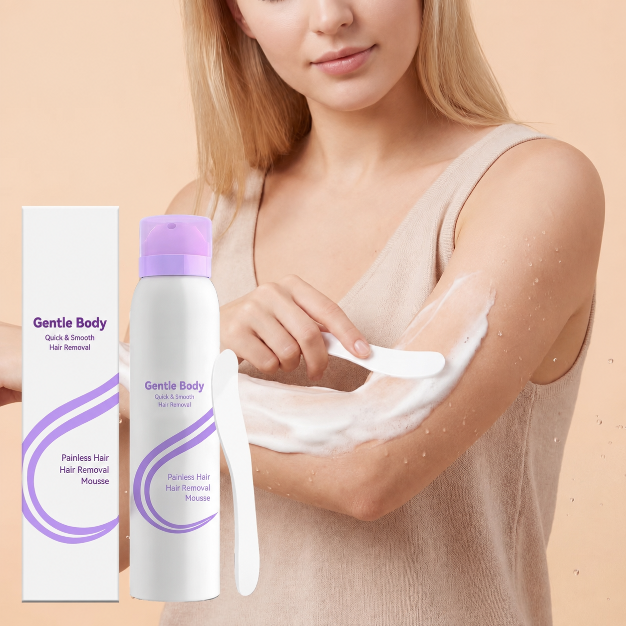Gentle Body Painless Hair Removal Mousse – Fast-Acting Depilatory for Face, Legs & Bikini