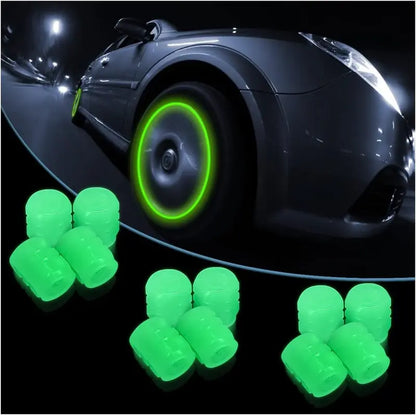 8PCS Luminous Tire Valve Stem Caps – Glow in the Dark, Leak-Proof, Corrosion Resistant, Universal for Car Truck SUV Motorcycle Bike (Green)