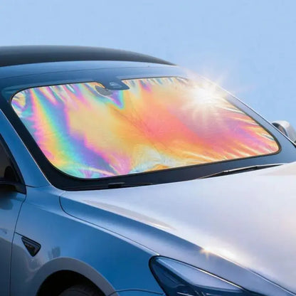 2PCS Holographic Car Windshield Sunshade – 99% UV Block, Triple-Layer Heat Shield, Foldable, Universal Fit for Cars SUVs Trucks