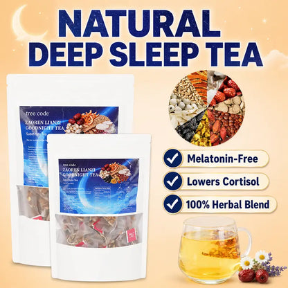 Treecode Zaoren Lianzi Goodnight Tea – Melatonin-Free Deep Sleep Herbal Tea, 11 Natural Herbs, Caffeine-Free (30/60 Ct)