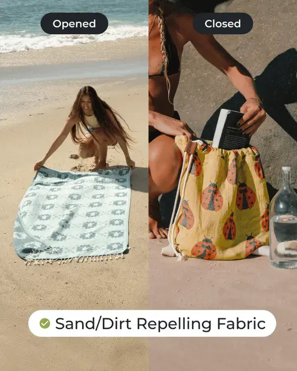 2-in-1 Convertible Beach Towel Bag – Sand-Resistant & Transforms Into Drawstring Backpack
