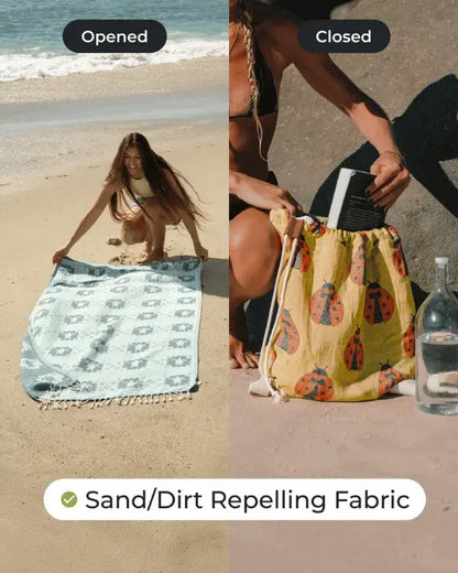 2-in-1 Convertible Beach Towel Bag – Sand-Resistant & Transforms Into Drawstring Backpack