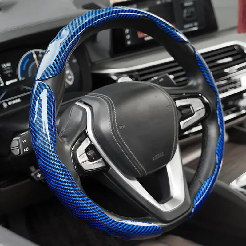 Carbon Fiber Steering Wheel Cover – Non-Slip Waterproof, 3D Embossing Card Structure, Ultra-Thin 6.46mm, Universal O-Type & D-Type Fit, 3 Colors