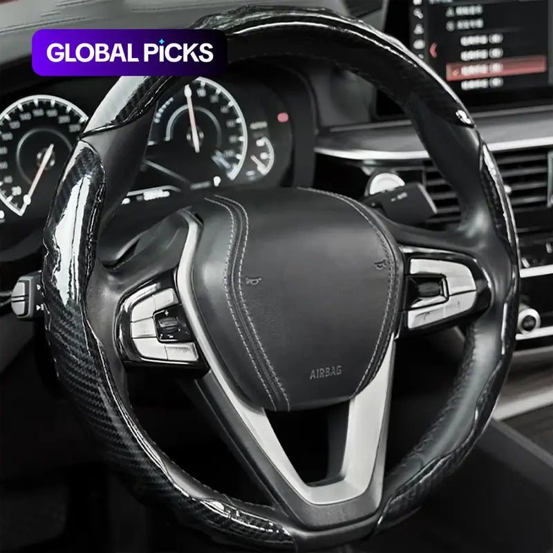 Carbon Fiber Steering Wheel Cover – Non-Slip Waterproof, 3D Embossing Card Structure, Ultra-Thin 6.46mm, Universal O-Type & D-Type Fit, 3 Colors