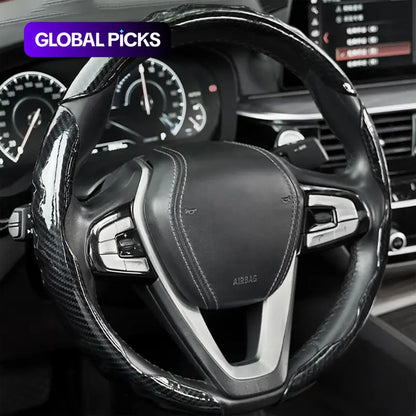 Carbon Fiber Steering Wheel Cover – Non-Slip Waterproof, 3D Embossing Card Structure, Ultra-Thin 6.46mm, Universal O-Type & D-Type Fit, 3 Colors
