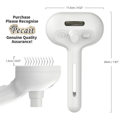 3-in-1 Steam Pet Brush – Self-Cleaning Grooming Comb for Dogs & Cats (White)