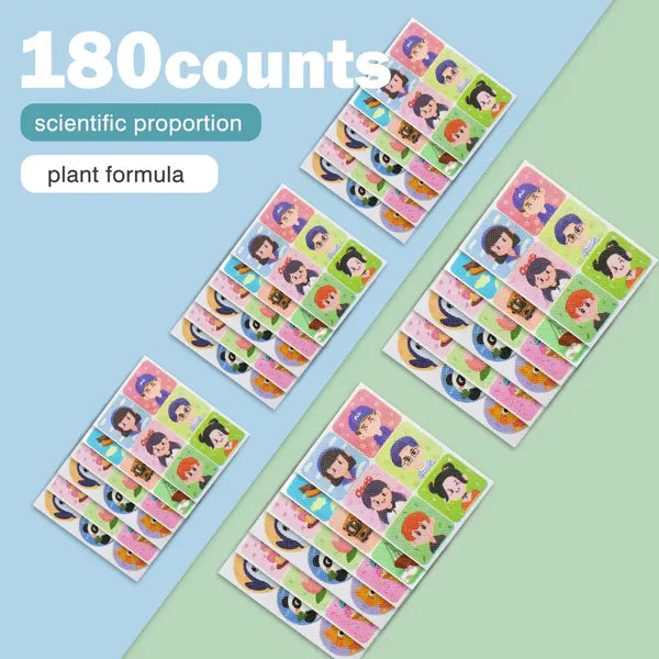 Mosquito Repellent Stickers for Kids – 180 Count (10 Sheets), Cute Cartoon Design, Plant-Based DEET-Free Formula, Up to 12 Hours Protection