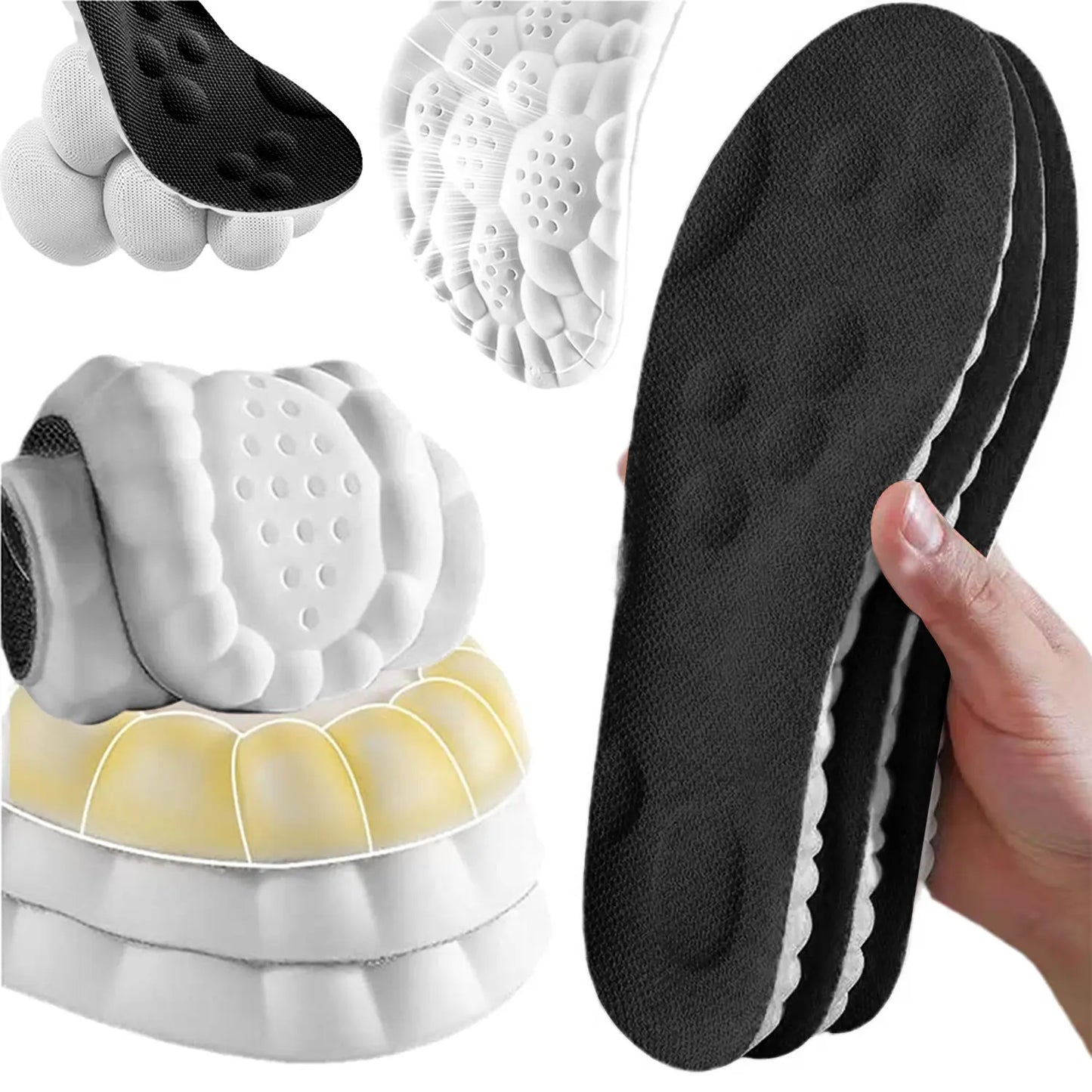 4D Cloud Shoe Insoles for Men & Women – Ultra-Soft PU Memory Foam, Orthotic Support, Breathable Sports Inserts, Trim-to-Fit