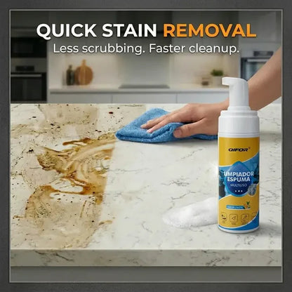 QIFOR Multi-Purpose Foam Cleaner – Heavy-Duty Grease & Stain Remover, Fresh Lemon Scent, Safe on Marble Car Bathroom Aluminum