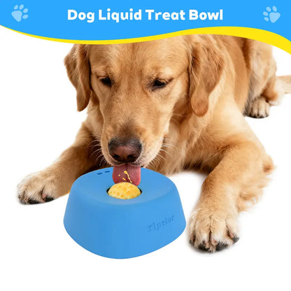 Yipetor Slow Feeder Dog Bowl – Built-in Rolling Ball, No-Spill Liquid Treat & Bone Broth Licking Bowl, All Breeds (Blue / Black / Pink)