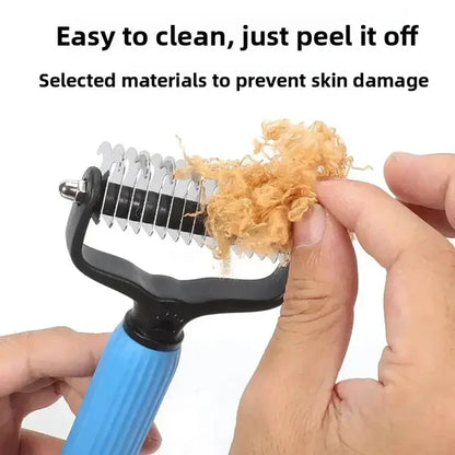 Pet Detangling Comb – Double-Sided Stainless Steel Spring Teeth, Dematting Grooming Tool for Dogs Cats Rabbits, Long & Short Hair