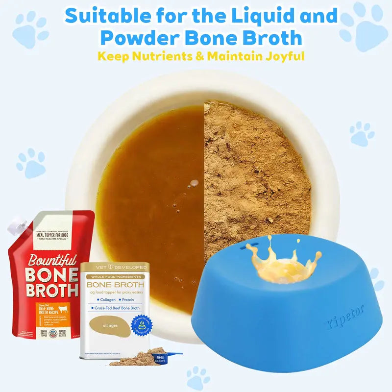 Yipetor Slow Feeder Dog Bowl – Built-in Rolling Ball, No-Spill Liquid Treat & Bone Broth Licking Bowl, All Breeds (Blue / Black / Pink)