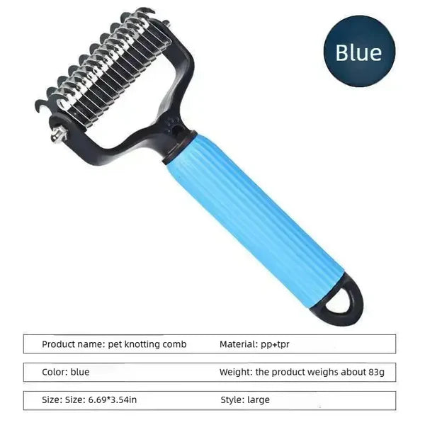 Pet Detangling Comb – Double-Sided Stainless Steel Spring Teeth, Dematting Grooming Tool for Dogs Cats Rabbits, Long & Short Hair