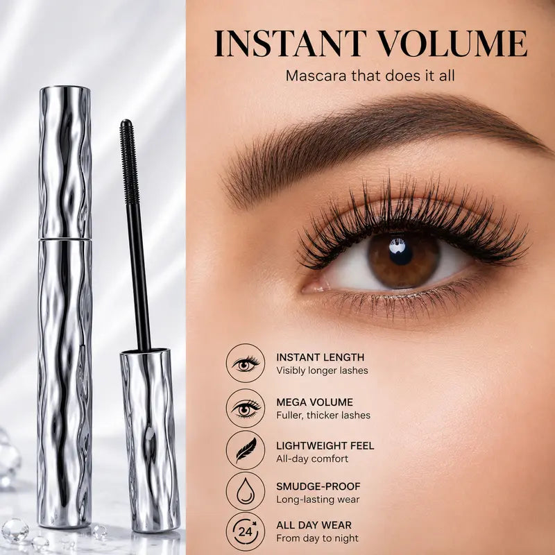 Lengthening and Curling Mascara – Steel Spiral Brush, Waterproof & Smudge-Proof