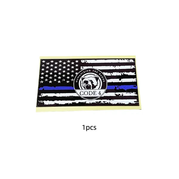 CODE 4 Thin Blue Line Flag Sticker – 9×5 Inch Weatherproof Vinyl Decal, Back the Blue Police Support, Car Laptop Helmet, Made in USA