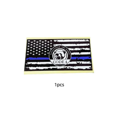 CODE 4 Thin Blue Line Flag Sticker – 9×5 Inch Weatherproof Vinyl Decal, Back the Blue Police Support, Car Laptop Helmet, Made in USA