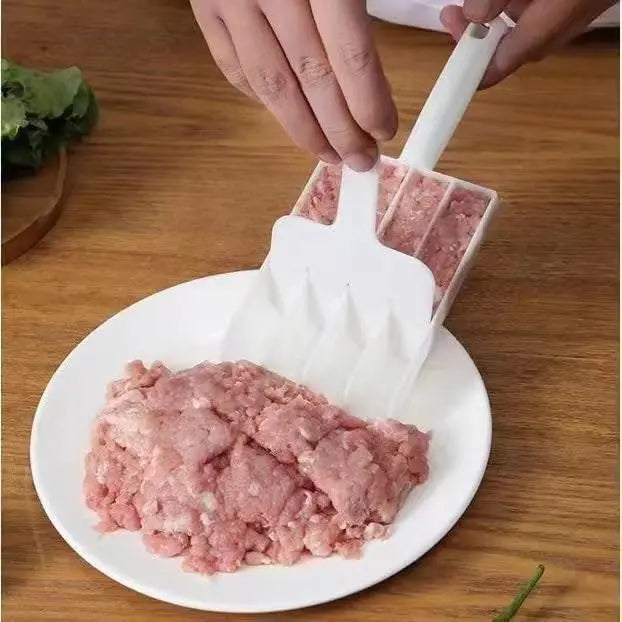 Meatball Maker with Cutting Spade – 4-Grid One-Press Shaper, Food Grade, DIY Meatballs Fish Balls Shrimp Patties Veggie Strips