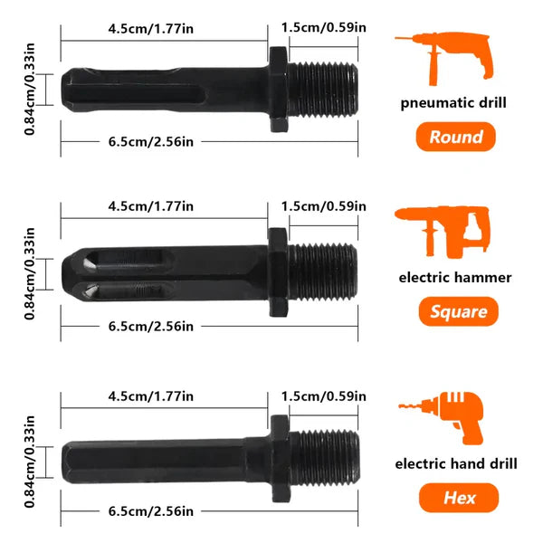 Firewood Splitter Drill Bit Set – 32mm Wood Splitting Cone, High Carbon Steel, Round + Square + Hex Shank, Fits Impact Drill Electric Hammer & Hand Drill