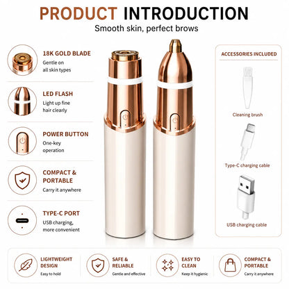 OANVA 2 in 1 facial & eyebrow hair trimmer for Women, Rechargeable Face Razor, Lip & Peach Fuzz Remover, Precision Eyebrow Shaper, Portable Painless Hair Removal Tool.SummerWins  DealsForYouDays,father'sdaygifts,summerhairstyles