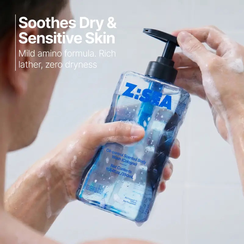 Z:SEA Oil-Control Scented Body Wash – Cologne Fragrance, Deep Cleansing & Acne Care, 11.84 fl oz / 350ml