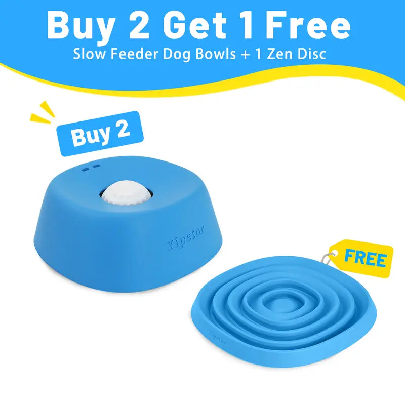 Yipetor Slow Feeder Dog Bowl – Built-in Rolling Ball, No-Spill Liquid Treat & Bone Broth Licking Bowl, All Breeds (Blue / Black / Pink)