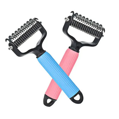 Pet Detangling Comb – Double-Sided Stainless Steel Spring Teeth, Dematting Grooming Tool for Dogs Cats Rabbits, Long & Short Hair