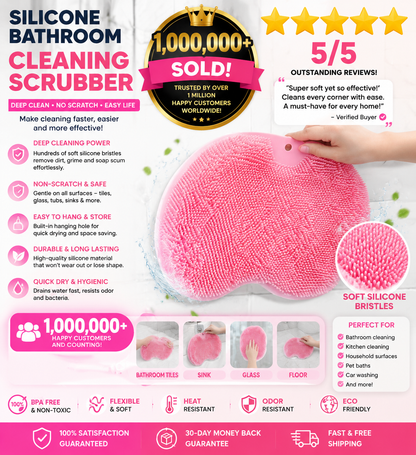 Silicone Shower Foot Scrubber Mat – Exfoliating Body Brush with Non-Slip Suction Cups, Wall-Mountable