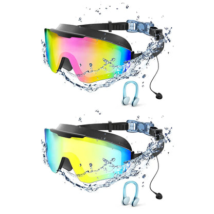 Outly 2-Pack Swim Goggles with Earplugs – Anti-Fog, UV Protection, 180° Wide View for Adults & Kids (Ages 4-12)